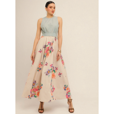DAISY DRESS (ivory / light green)