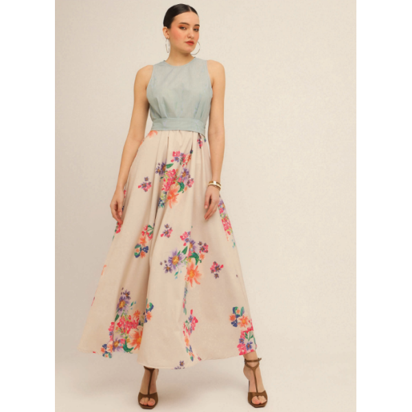 DAISY DRESS (ivory / light green)