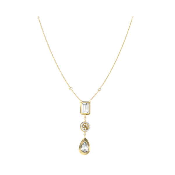 GUESS STEEL 4G LIGHT JUBN05234JWYGT/U Κολιέ Χρυσό Με Σχέδια Πέτρες