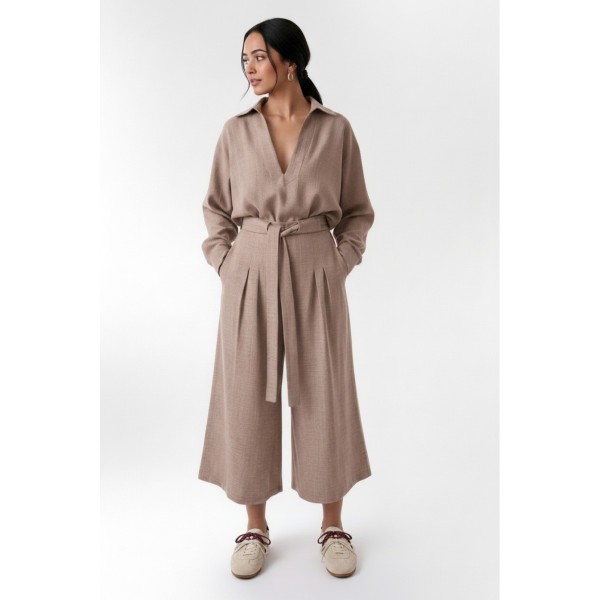 PLEATED CROP TROUSERS