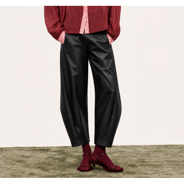 Βlack FAUX LEATHER TROUSERS