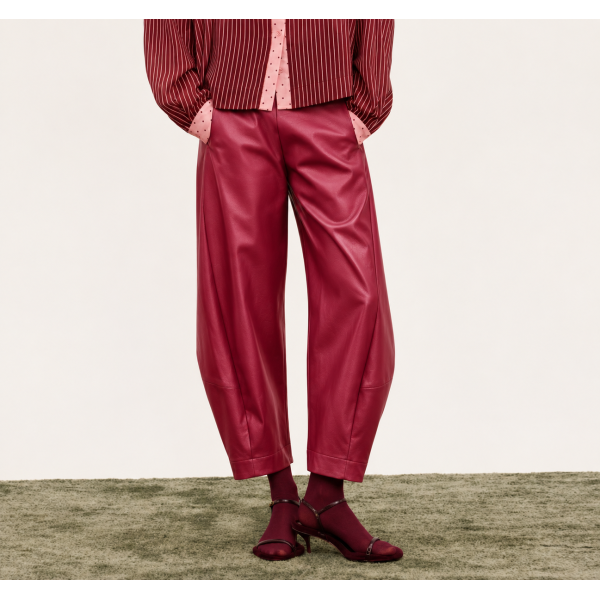 CHERRY FAUX LEATHER TROUSERS