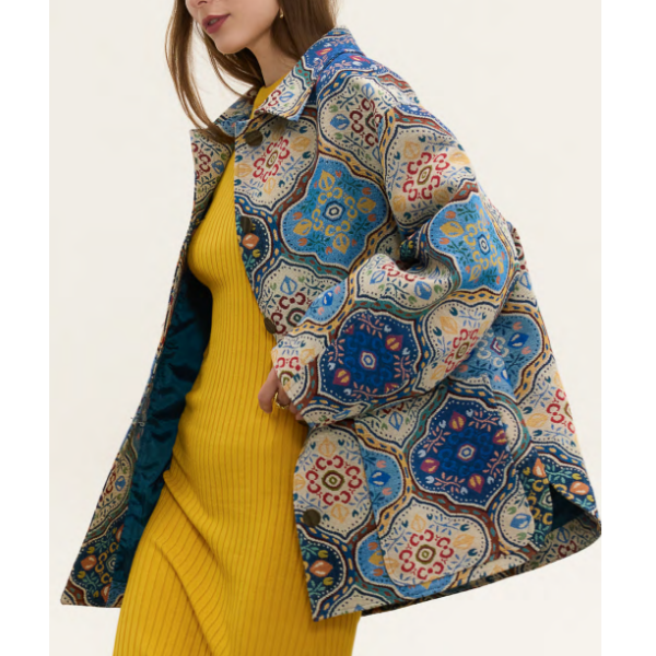 Printed Overshirt with Geometric Pattern Printed Overshirt with Geometric Pattern
