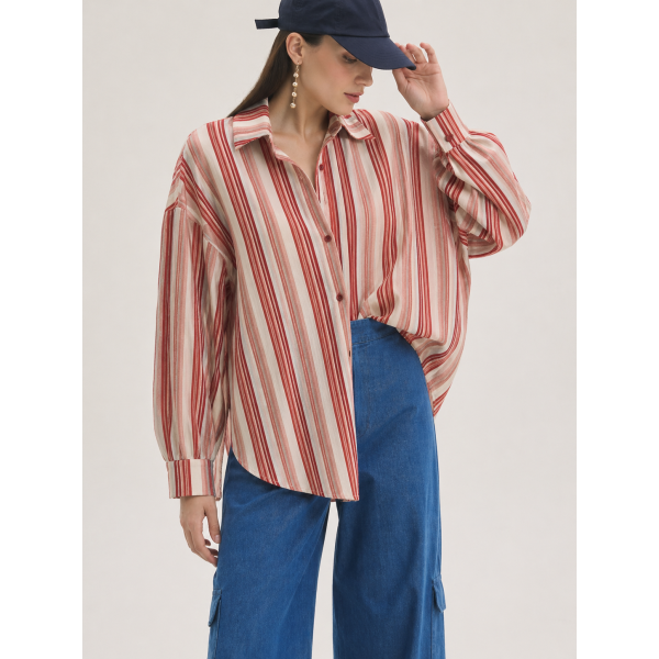 Innocent Ριγέ Oversized Πουκάμισο από Βαμβάκι