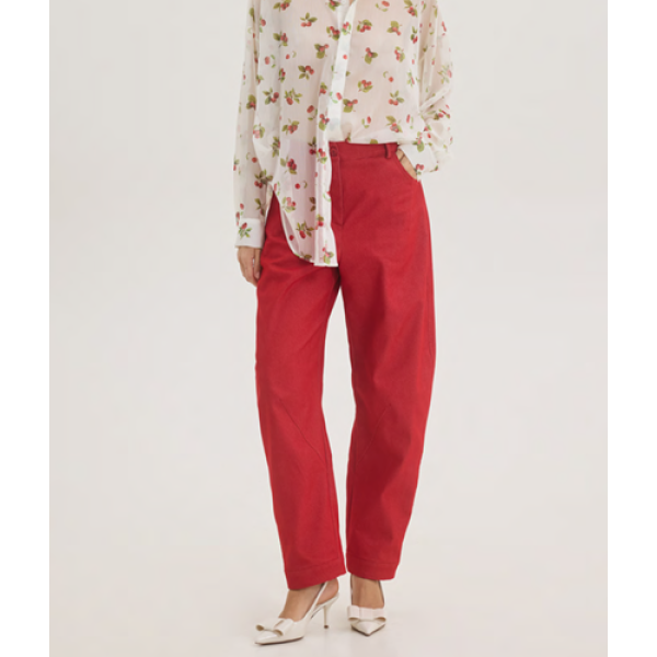 Innocent Παντελόνι 100% Βαμβακερό σε Κόκκινο Χρώμα