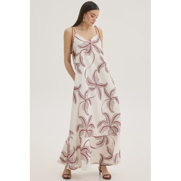 Innocent Maxi Φόρεμα με Floral Print & Λεπτές Τιράντες