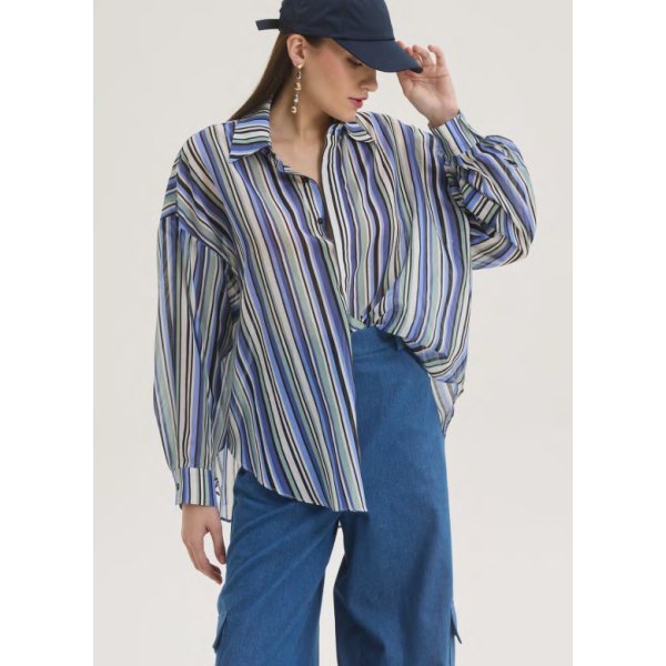 Innocent Ριγέ Oversized Πουκάμισο από Βαμβάκι