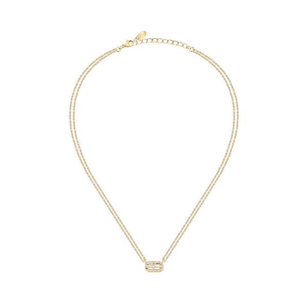 KARL LAGERFELD CRYSTALS KLAYC12 Γυναικείο Κολιέ Χρυσό Με Διπλή Αλυσίδα Με Λογότυπο