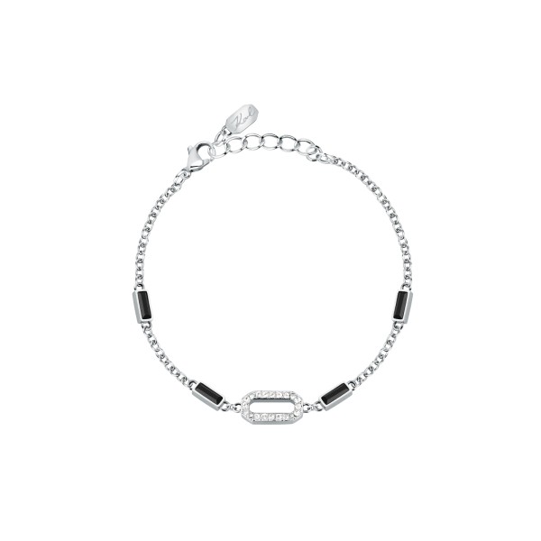 KARL LAGERFELD CRYSTALS KLAYC21 Γυναικείο Βραχιόλι Ασημένιο Με Μαύρες Και Άσπρες Πέτρες