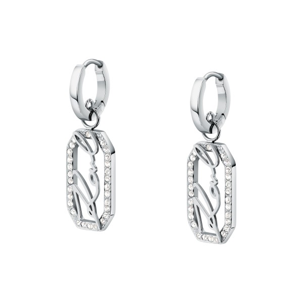 KARL LAGERFELD CRYSTALS KLAYC46 Γυναικεία Σκουλαρίκια Ασημένια Με Λογότυπο Και Πέτρες