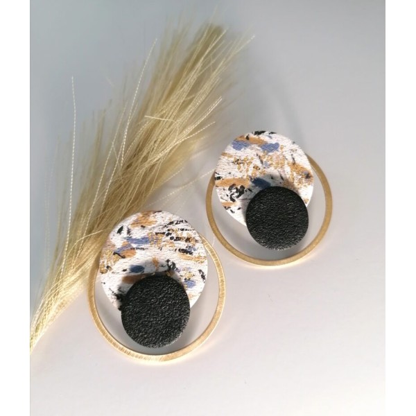 Handmade Geometric Earrings with Gold Hoop