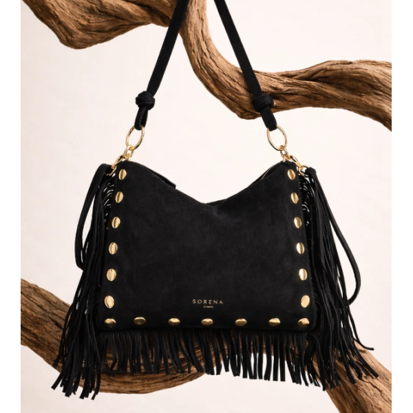 SIMONA SUEDE BLACK CROSSBODY BAG