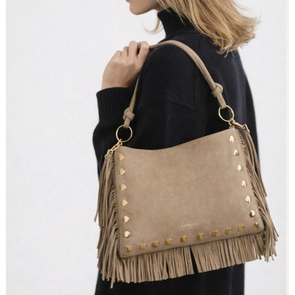 SIMONA SUEDE BEIGE CROSSBODY BAG