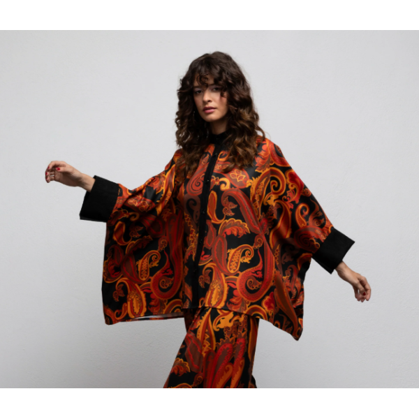 PEARL KAFTAN SHIRT - PAISLEY BLACK