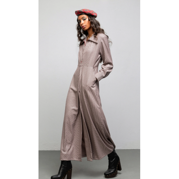 GROOVE DRESS - CHECK BURGUNDY
