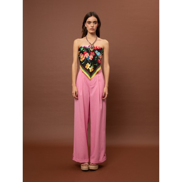 WIDE-LEG PLEATED PANTS - PΙΝΚ