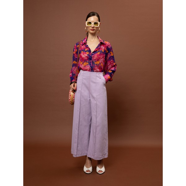 OVERSIZED CHIFFON SHIRT - CHRYSANTHEMA BLUE