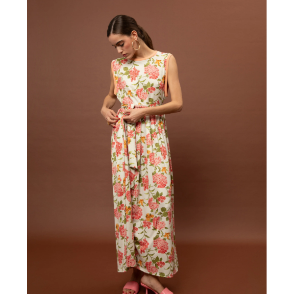 SLEEVELESS COTTON DRESS - ORTANSIES IVORY