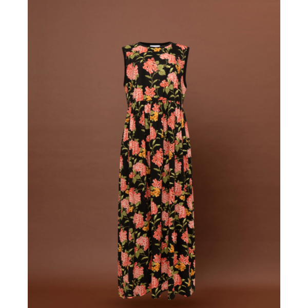SLEEVELESS COTTON DRESS - ORTANSIES BLACK