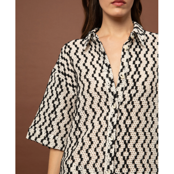 OVERSIZED KNITED SHIRT - B&W
