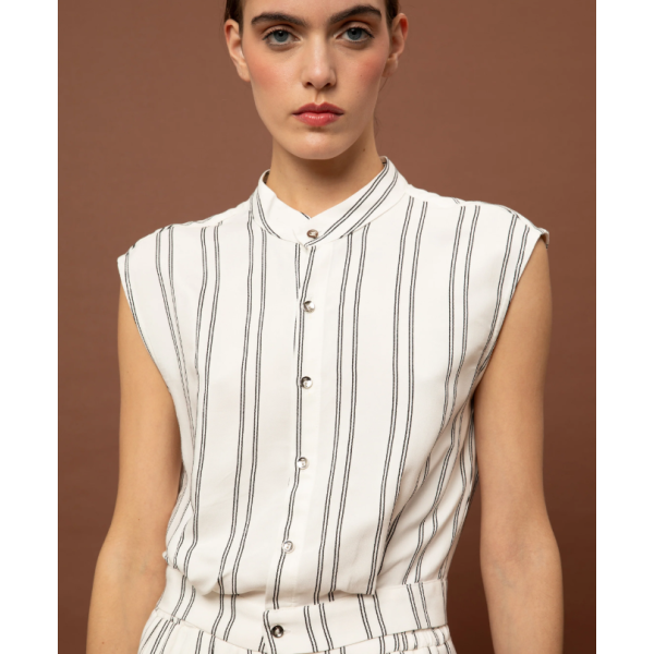 SLEEVELESS SHIRT - STRIPES BLACK