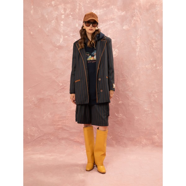 OVERSIZED BLAZER - STRIPED BLUE