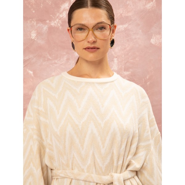 KNITTED OVERSIZED DRESS - BEIGE