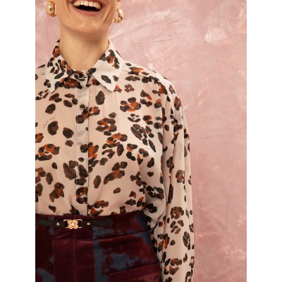 OVERSIZED CHIFFON SHIRT - LEOPARD