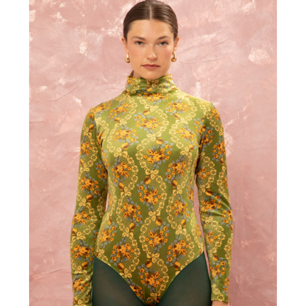 FLUFFY BODYSUIT - LACE BOUQUET LIME