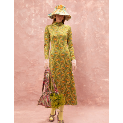 FLUFFY MAXI DRESS - LACE BOUQUET LIME - WE ARE XLARGE