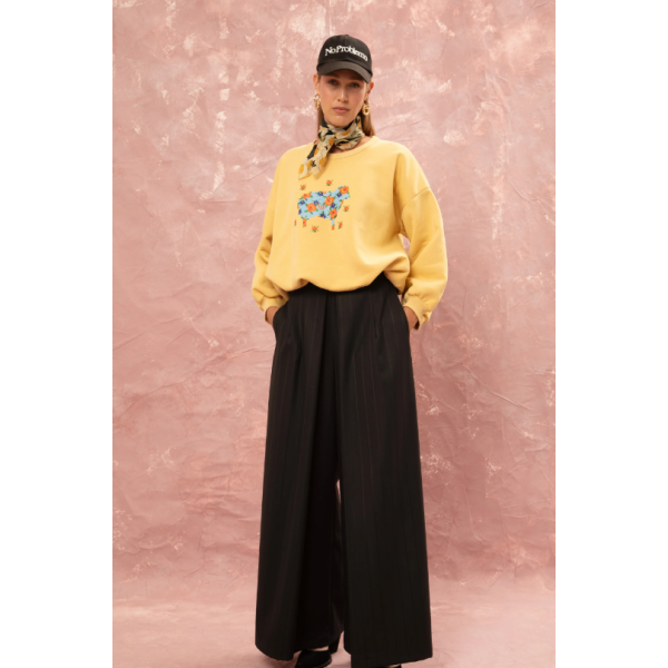 WIDE LEG PLEATED PANTS - BLACK - WE ARE