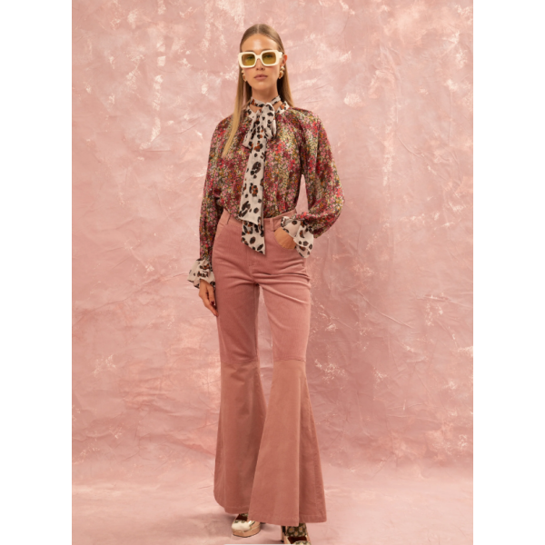 CORDUROY FLARED PANTS - PINK - WE ARE