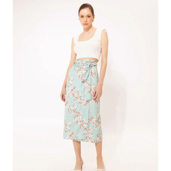 WRAP MIDI SKIRT AMIGDALIA TEAL