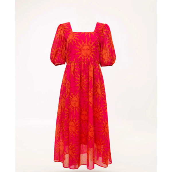 SQUARE-NECK MIDI DRESS SUNS