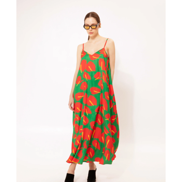 A-LINE MAXI DRESS ANTHURIUM GREEN