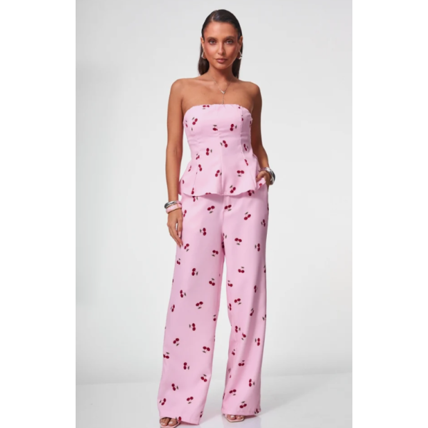 Γυναικείο Σετ Strapless με Cherry Print