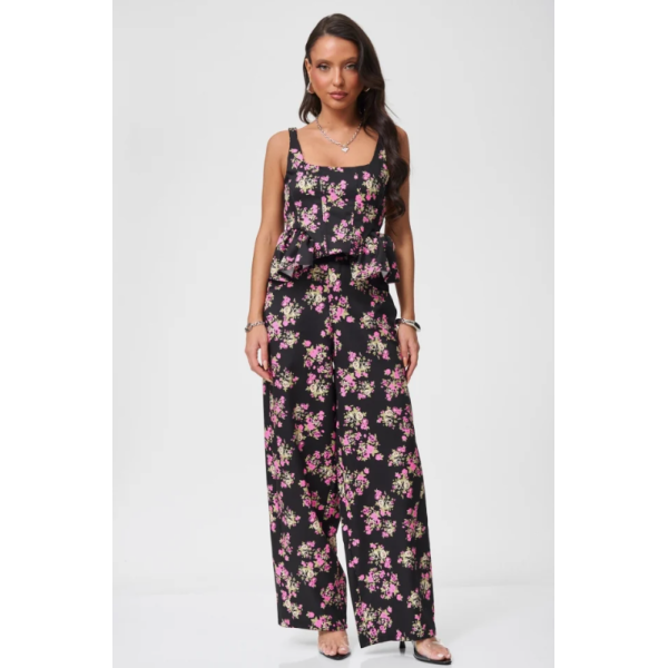 Γυναικείο Floral Σετ με Top & Παντελόνα