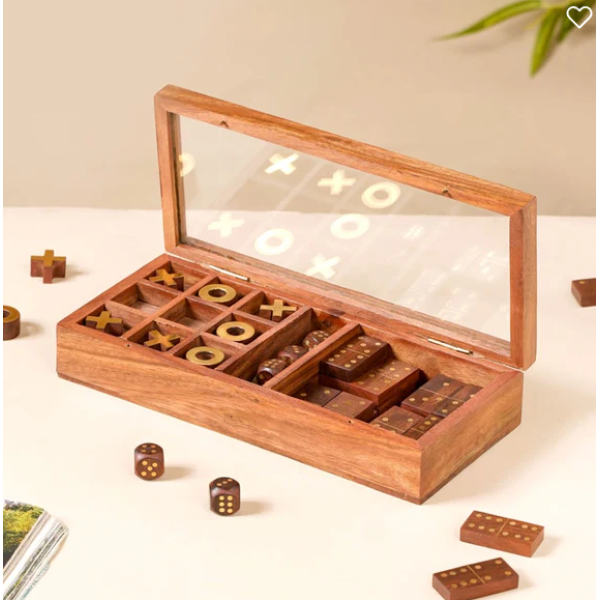 3 in 1 Portable Game Wooden Box Set